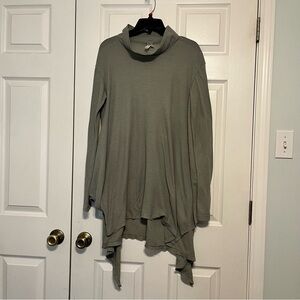 We The Free Waffle Knit Thermal Cowl Neck Asymmetrical Sweater Sage Green Size S